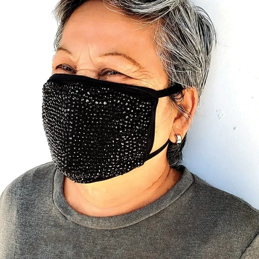 Rhinestone Face Mask In Polyester Material - HOST PICK!!!